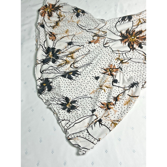 Free People MEDIUM Last Time FLORAL Printed Draped Bell-Sleeve BOHO Top  Ivory - Picture 8 of 8